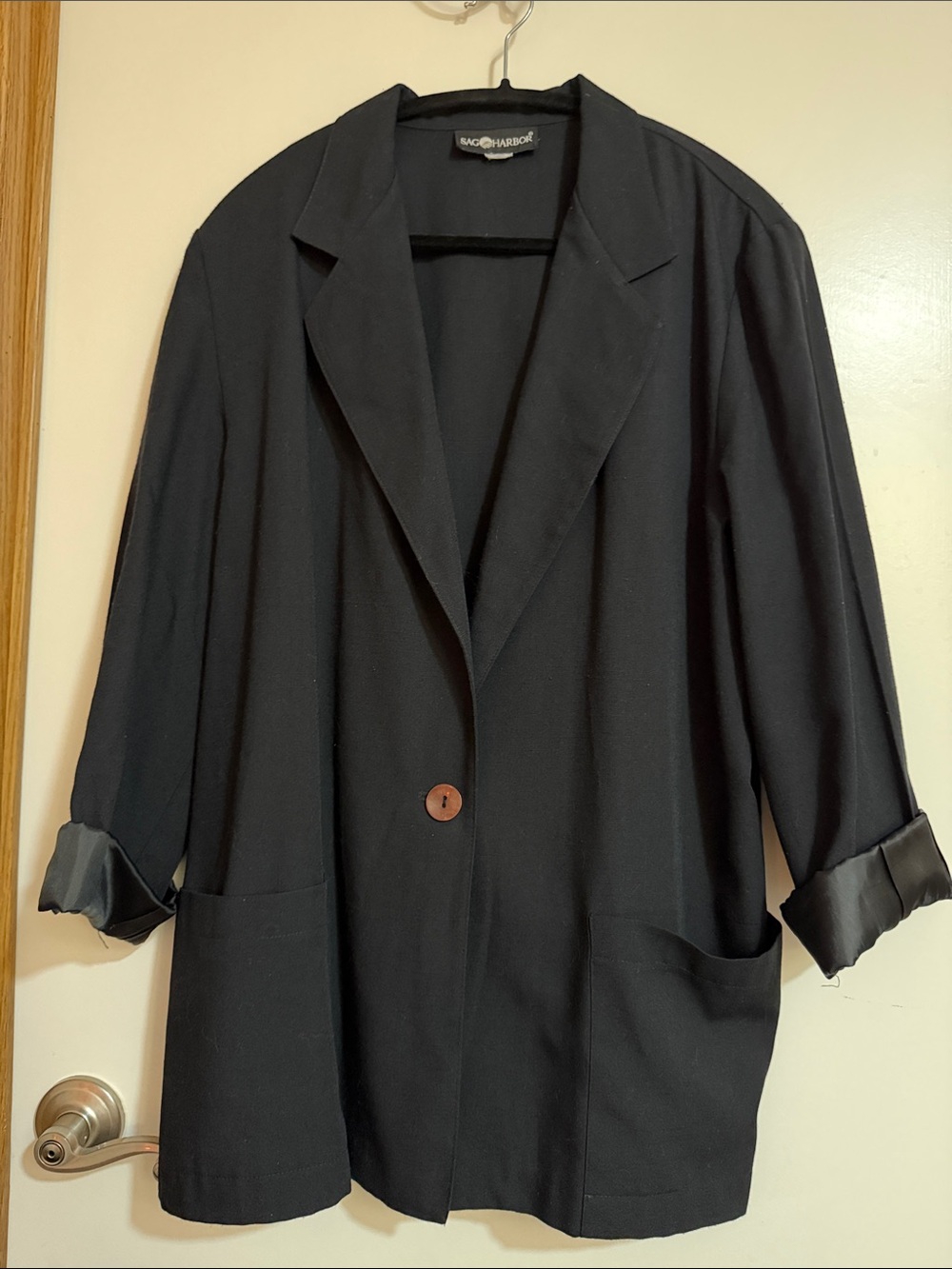 Sag Harbor Black Relaxed Single-Button Blazer